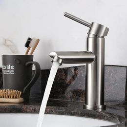 Bathroom Sink Faucets 304 Stainless Steel Wash Single Handle Hole Drawing And Cold Hand Basin Ceramic Faucet