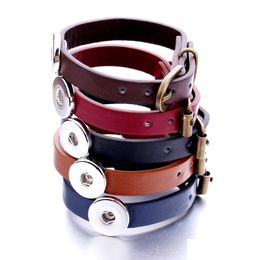 Charm Bracelets 20Pcs/Lot New Arrival Noosa Snap Buttons Bracelet 18Mm Charms Genuine Cow Leather Punk For Women Man Fashion Dhgarden Dhhu2