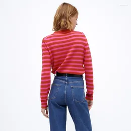 Women's Sweaters 2023 Women Stripes Sweater Loose Elegant Knit Pullover Soft Stretch Autumn Winter Jumper Tops Pull Femme Jersey Mujer