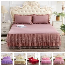 Bed Skirt selling princess bedding solid pleated edge bedding pillowcase lace bedding large size full size bedding 230410