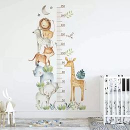 Wall Stickers Large size wallpaper giraffe elephant children's room boy's baby room wild zoo jungle animal growth chart wallpaper 230410