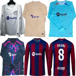 long sleeve jersey 23 24 LEWANDOWSKI PEDRI GAVI Barca long sleeve football shirt kit R.ARAUJO ANSU FATI F.DE JONG O.DEMBELE jersey 2023