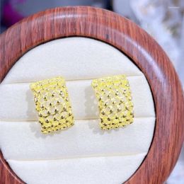 Stud Earrings European And American High-end Female Trend C-Shaped Textured Hollow Out Personalised Fashion Retro