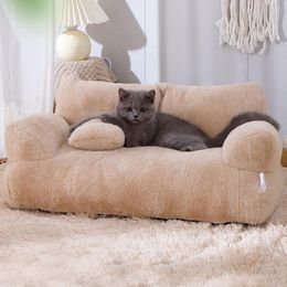 Cat Beds Furniture YOKEE Luxury Cat Bed Super Soft Warm Sofa for Small Dogs Detachable Washable Non-slip Kitten Puppy Sleeping House Pet Supplies 231109