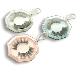 Plastic Portable False Eyelash Packaging Box Acrylic Polygonal Keychain Empty Lash Package Case With Tray Container Box J08045295493