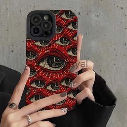 Cell Phone Cases Ottwn Vintage Red Evil Eyes Soft Silicone Phone Case for iPhone 11 12 13 14Pro Max X XR XS Max 7 8 Plus SE Shockproof TPU Cover J231110