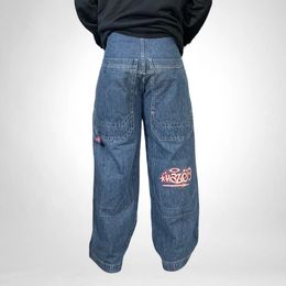 Men's Jeans JNCO Baggy Jeans Y2K Mens Hip Hop Letter Graphics Retro Blue Jeans Denim Pants Harajuku Gothic Wide Leg Trousers Streetwear 231109