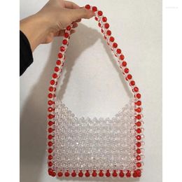 Evening Bags Customised Ladies Crystal Bag Handwoven Acrylic Beaded Splice Design Handbags For Women Fashion INS Bow Women's