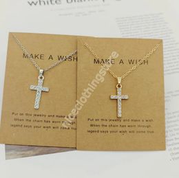 Bulk Price Personalised Fashion Cross Pendant Necklaces With Diamonds Religious Gold Silver Chain Necklace Jewellery With Card