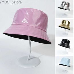 Wide Brim Hats Bucket Hats 2023 Fashion Bucket Hat Women Girls Leather Solid Panama Cap Hat Hiking Hat Fishing Cap Foldable Hip-Hop Street Waterproof YQ231110