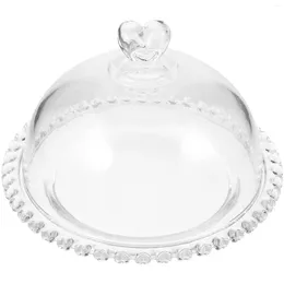 Dinnerware Sets Clear Glass Cake Tray With Dome Cover Decorative Cupcake Dessert Fruits