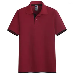 Men's Polos Summer Men Cootrast Colour Polo Shirts Work Wear Versatile Male Clothes Basic Tees Cotton Short Sleeve Business Casual Tops