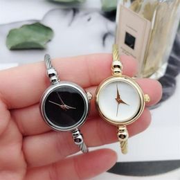Wristwatches 1PCs Vintage Retro Quartz Watch Ladies Women Dress Bangle Bracelet Stainless Steel Fashion Chic Gold Silver320t