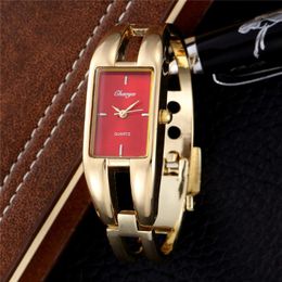 Wristwatches Luxury Red Gold Stainless Steel Bangle Watches Women Fashion Bracelet Watch Ladies Casual Dress Clock S