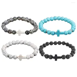 Charm Bracelets 4 Pcs Wrist Band Decorative Stone Beads Natural Female Beaded Wristband Volcanic Rock Man