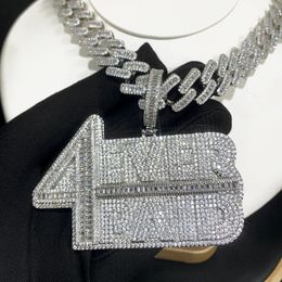 New Designer Big 4 Ever Paid Letter Charm Pendant Necklace with Rope Chain Hip Hop Women Men Full Paved 5A Cubic Zirconia Boss Men Gift Jewelry