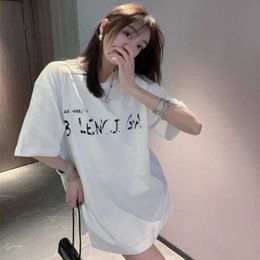 Designer summer women t shirt Shirt Correct Version Family Mirror Series Watermark Inverted Embroidery Letters Loose Sleeve T-shirt