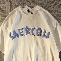 Men's T-Shirts Pure cotton American street hiphop trendy brand short-sleeved t-shirt men women loose European style oversize 230410