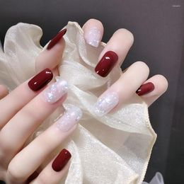 False Nails 24PCS Long Press On Shiny Stars Design Sweet Style Full Coverage Finished Piece With Jelly Gel/Glue MH88