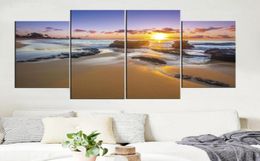 HD Print Rocks and Beaches In The Sunset Frameless Paintings 4pcsNo FramePrintd on Canvas Wall Art HD Print Painting Picture3050811845774