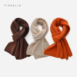 Scarves Solid color luxury cashmere knitted scarves women or men autumn winter scarf adults warm thick wool scarf kids children 231108