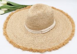 Wide Brim Hats 6pcs Brand Women Large 13cm Floppy Nature Raffia Ladies Summer Big Beach Sun Straw Caps Cap Wholesale