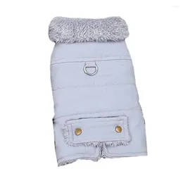 Dog Apparel Winter Coat Stylish Pet Cotton With Button Closure Traction Ring For Warm Comfort Cat Outerwear Workwear