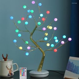 Night Lights Pearl LED Bonsai Tree Lamp Desk Table Decor With Remote Dimming Timing For Home Bedroom Indoor Wedding Party