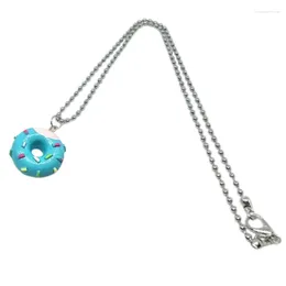 Pendant Necklaces Acrylic Mini Donuts Necklace Choker Clavicle Chain Metal Bead