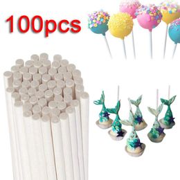 Baking Moulds 100Pcs Lollipop Paper Stick Candy Cake White Solid DIY Sugar Craft Fondant Mold