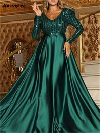 Sleeve V Neck Sexy Dress Chic Elegant Floor Length Long for Women Fashion Vintage Solid Evening Dresses