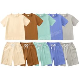 Summer Infant Kids Short Clothing Set For Girls Boys Clothes Blank Outfits Short-sleeve Top Shorts 2pcs/set Toddler Suit Boutique Children Clothing