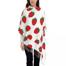 Scarves Strawberry Cute Scarf For Womens Fall Winter Pashmina Shawl Wrap Fruit Anime Cartoon Long Large With Tassel Daily Wear