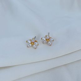 Stud Real 18K Gold Plated Full Pearl Flowers Earrings Jewelries Letter wedding gift factory wholesale With Free dust bag