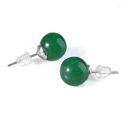Stud Earrings FYSL Silver Plated Green Aventurine Round Beads For Women Red Stone Jewellery