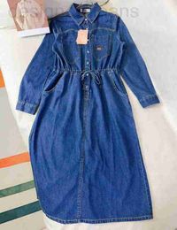 Basic & Casual Dresses designer Early Autumn New Miu Nanyou Gaoding Commuter Style Simple and Fashionable Reduced Age Logo Denim Dress WR9M