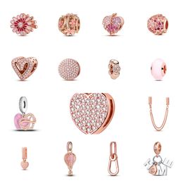 925 Pounds Silver New Fashion Charm Original Round Beads, Rose Gold Series Glittering Elegant Charms Beads, Compatible Pandora Bracelet, Beads