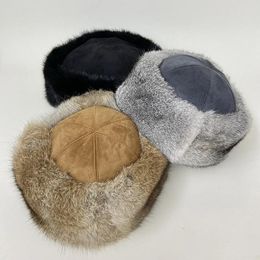 Berets Fashionable Fur Caps Real Hats For Women Warm Russian Winter Hat Cap Brimless Melon Beanies ForMen
