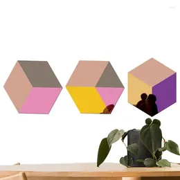 Wallpapers Colored Acrylic Sheets Adhesive Hexagon Mirror Wall Sticker Sponge Glue Space Saving Cartoon Design Decor