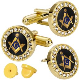 Cuff Links Freemason Masonic Tie Clip and Cufflinks for Men Gift Box Packed Mens Jewellery or Accessories 231109