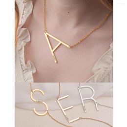 Chains Stainless Steel 26 English Letters Big Letter Necklace By Sideways Initial Customized Bridesmaid Gifts