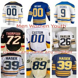 Custom Men Youth Tage Thompson Reverse Retro hockey jersey Rasmus Dahlin Devon Levi Dylan Cozens Power Kyle Okposo Alex Tuch Tyson Jost Johnson women kids jerseys