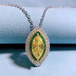 Chains 2023 925 Silver Necklace 6 13 Yellow Diamond Horse-eye Pendant Female European And American Luxury Inlay