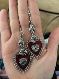 Dangle Earrings Occult Dark Goth Drop Earring Jewellery Blood Rose Heart Oil Bat Gothic Retro Hanging Piercing Party Statement