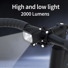 Bike Lights Bicycle Headlamp High Brightness Waterproof Split Light 12000 MAH Battery Combo Night Car 2000 Lumens Aluminum Housing 231109