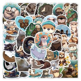 53pcs cute otters cartoon Waterproof PVC Stickers Pack For Fridge Car Suitcase Laptop Notebook Cup Phone Desk Bicycle Skateboard case.