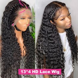 Brazilian 180density Kinky Curly Human Hair Wigs for women Lace Frontal 13x4 HD Lace Front Wig Pre Plucked 360 Lace Closure Wig Remy