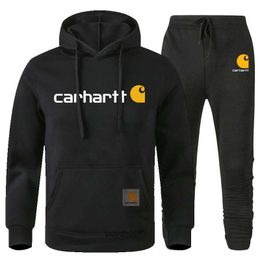 5qs8 2023 Autumn Winter Men's and Women's Fashion Hoodies North American High Street Brand Carharthoodie Two Piece Mango Letter Sweater Plush