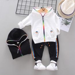 Kid Boy Clothing Set Hooded Cotton Baby Tracksuit Autumn Spring Toddler Sport Zipper Outfit 1 2 3 4 Years Patchwork Suit 211104
