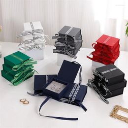 Jewellery Pouches 10Pcs Cardboard Flip Top Organiser Box With Ribbon Book Shape Necklace Earrings Bracelet Ring Packaging Gift